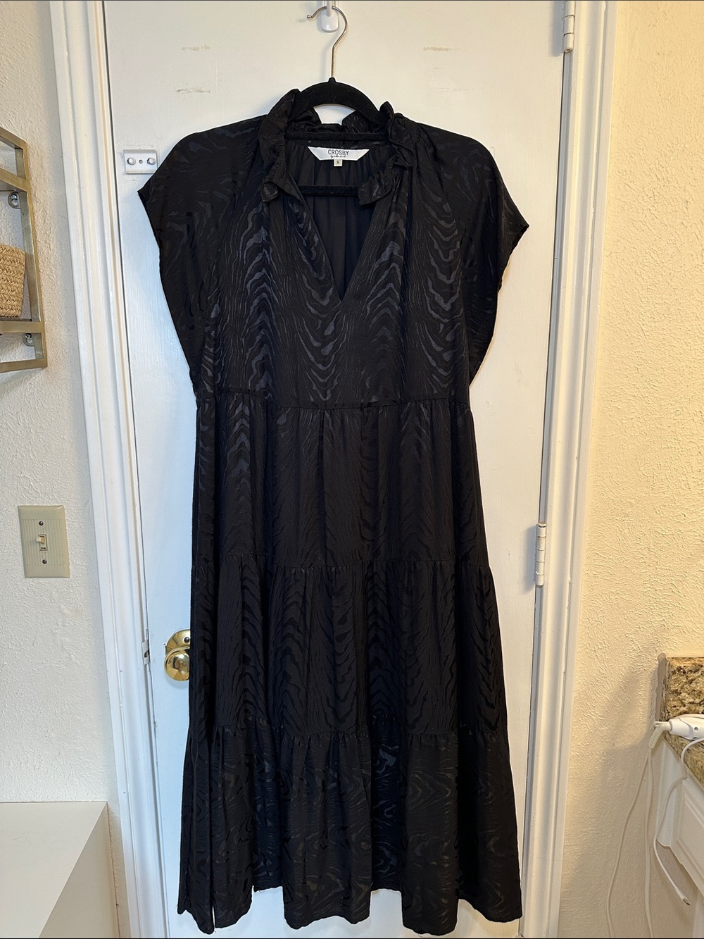 CROSBY by Mollie Burch Black Jacquard Midi Dress